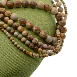 4/6/8/10mm Grade Genuine nature AAA landscap picture Jasper Gemstone Loose Beads Round 15''Jewelry DIY Making