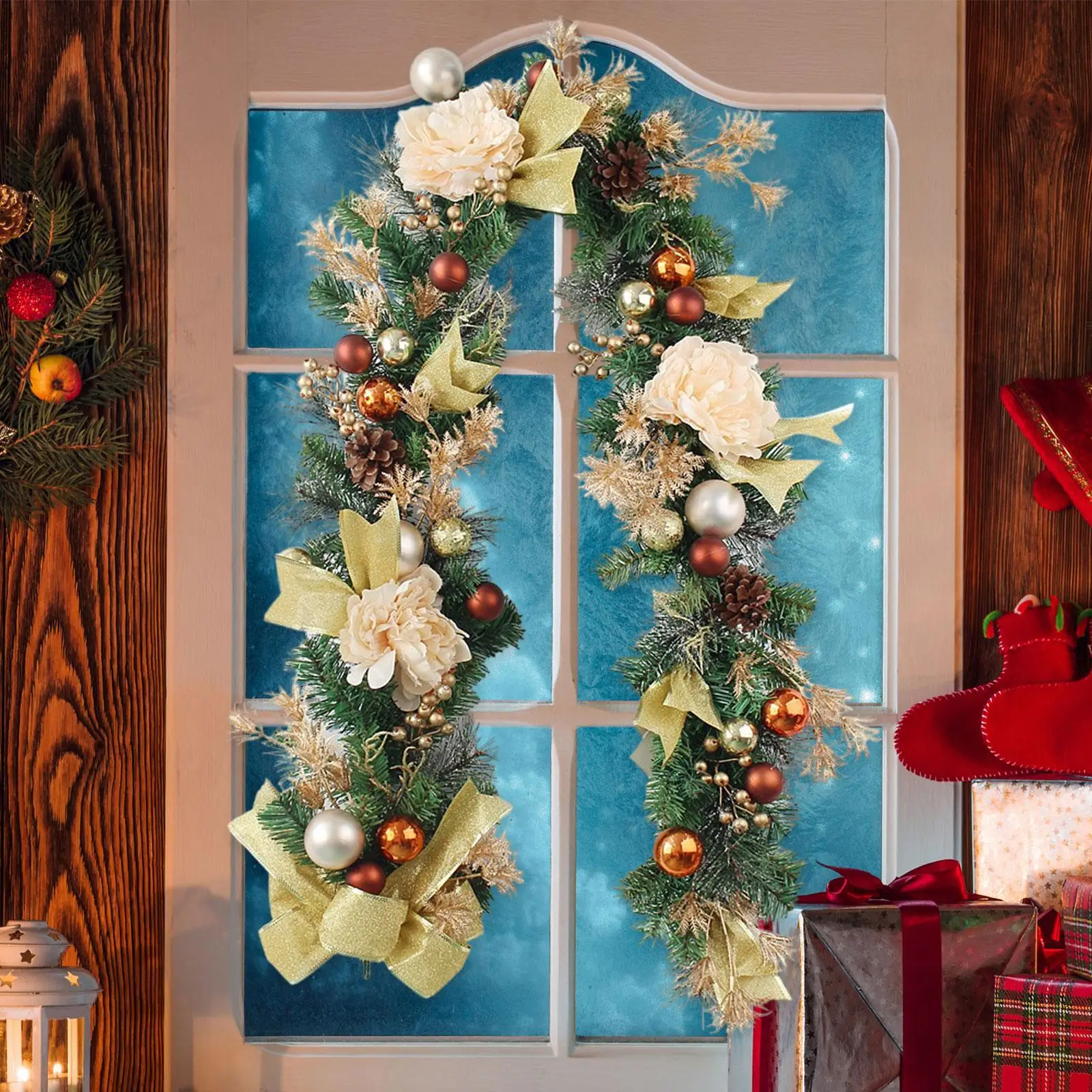 Christmas Artificial Garland Wreath for Christmas Tree Living Room Farmhouse