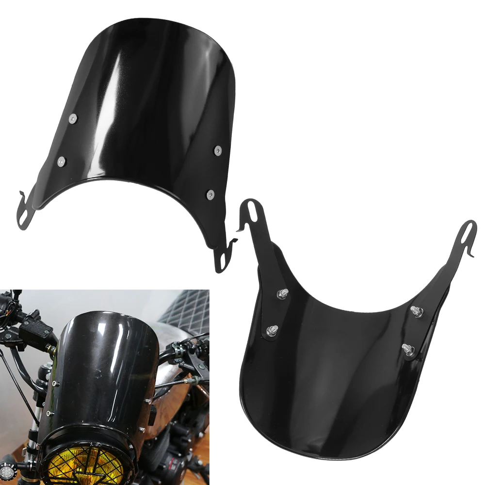 Universal Motorcycle Compact Sport Wind Deflector Windshield 4-7'' Headlamp Fit For Yamaha Harley Honda KTM