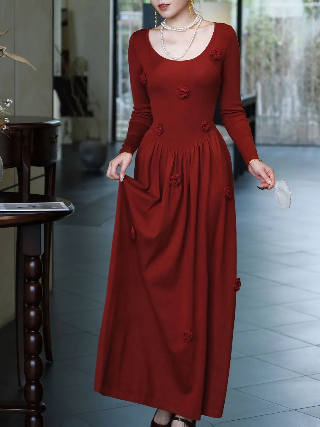 

Элегантное красное облегающее платье для женщин: для свадьбы, помолвки, вечеринки. Длинное, с высокой талией, из мягкой ткани, с высокой эластичностью, круглый вырез.