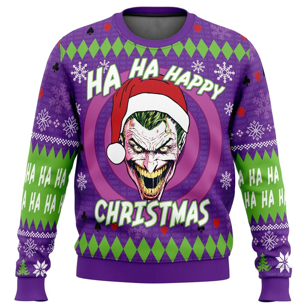 Ha Ha Ha Happy Christmas Joker Christmas Sweater Gift Santa Claus Pullover Men 3D Sweatshirt And Top Autumn And Winter Clothi