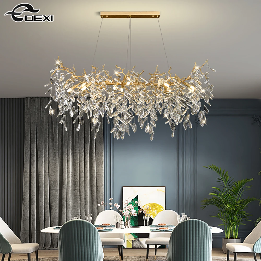 

New Nordic Pendant Style Crystal Chandelier Living Room Bedroom Pendent Lamp Dining Rooms Bar Lighting Lamp G9 Three Color Light