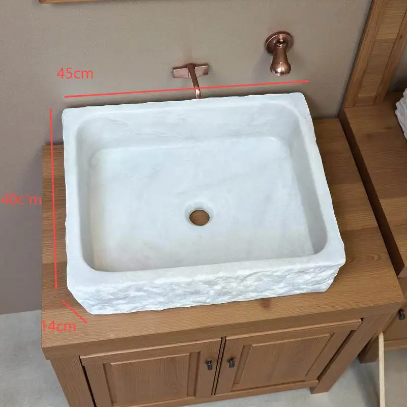 Natural marble snow mountain white rectangular table wash basin wash basin sink can be customized