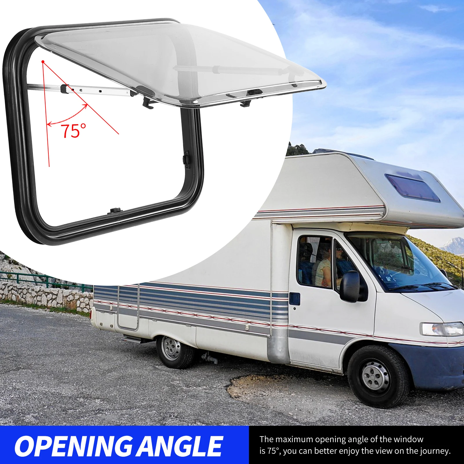 Round Corner Window Push Pull Style UV Protection Waterproof Slide Window for Caravan Camper Trailer RV RV External Push Window