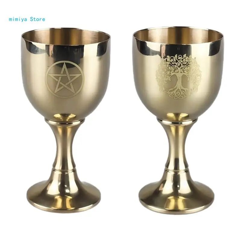 

pipi Vintage Tree/Star Pattern Coppers Holy Cup Ceremonial Wine Goblet Communion Goblet Wiccan Altar Decoration Durable