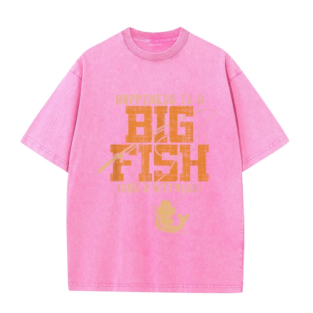 Happiness is A Big Fish And Witness T-Shirt Fishing Tee Streetwear Man Y2k Men's Clothing Xxxl Printed T Shirt Bass Angler