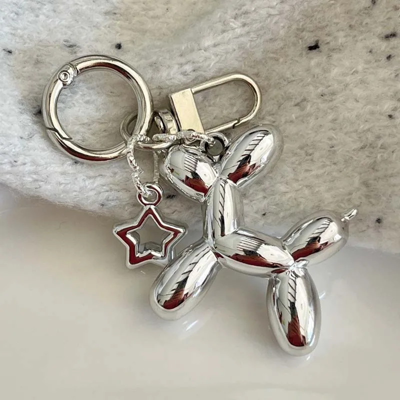 Korean Cute 3D Balloon Dog Keychain for Car Keys Iphone Accessories Trendy Heart Keyring Women Handbag Bag Pendant Key Chains
