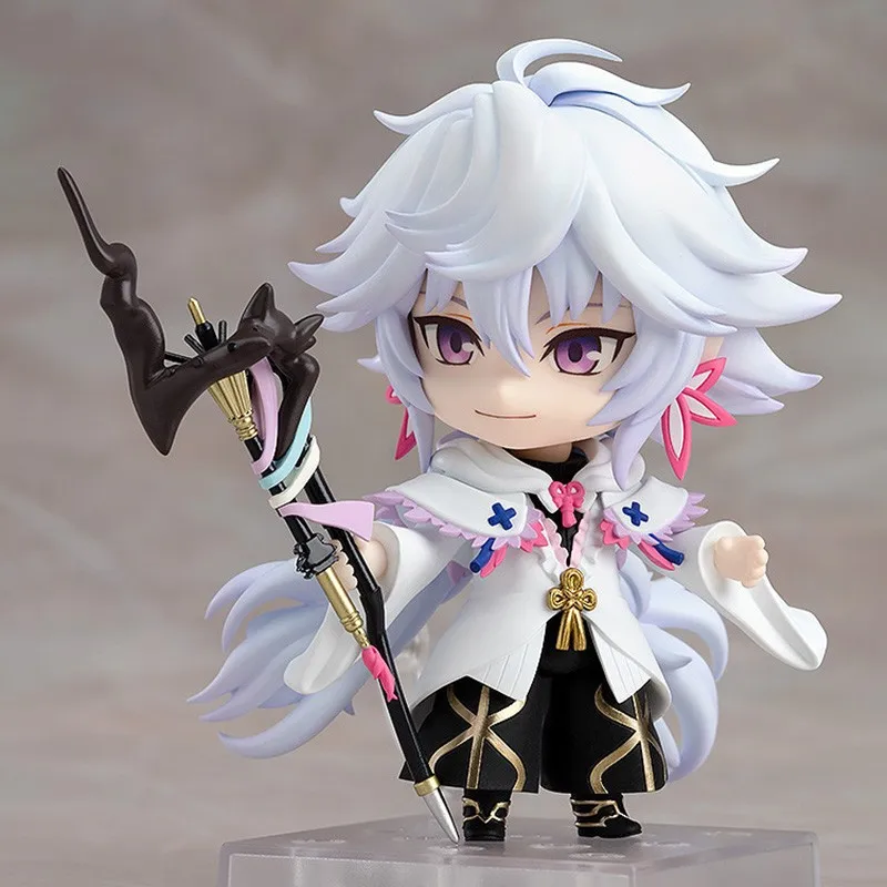 Bandai Fate Series Anime Peripheral Figurines Merlin Q-Version Fgo Figurines Flower Magician Movable Anime Game Model Ornaments