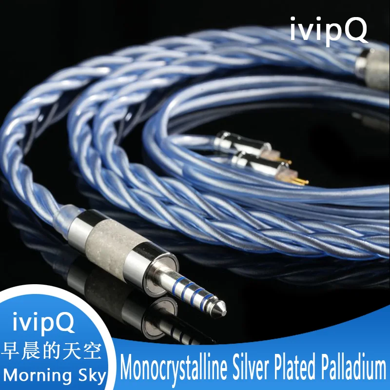 ivipQ-10 Morning Sky Litz Auricolare Cavo di aggiornamento Monocristallino Argento Pated Palladio IEM Filo MMCX/2Pin per Thieraudio Origin