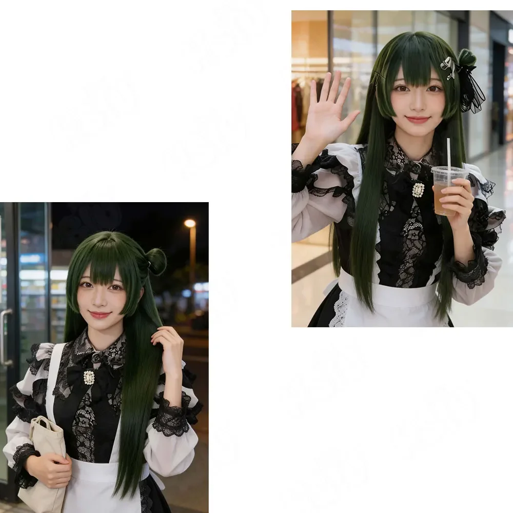 HSIU Heat Resistant Synthetic Fiber Wig Enkidu CODE GEASS 100cm Grass-green Long Free Cap