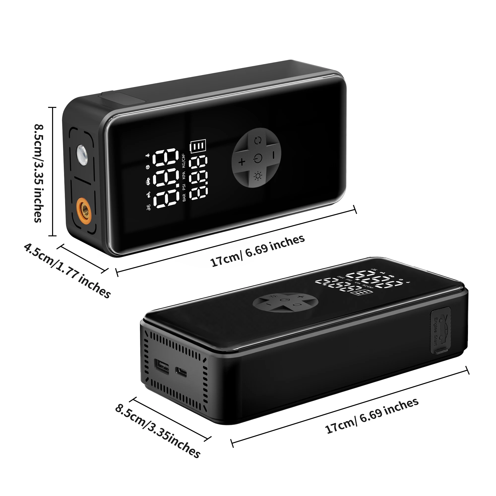 4000A Jump Starter with Tire Inflator, Portable Car Battery Booster with Smart Jumper Clamps for Up to 5.0L Gas 3.0L Diesel Engines, 12V Jump Box with Air Compressor, Digital Tire Pump Power Bank for Cars SUV view 8
