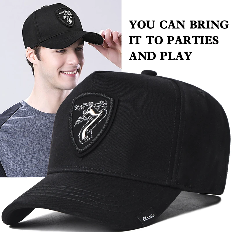 New high top baseball cap, men's big head circumference, duckbill hat, fashionable plus size truck driver hat, letter label can