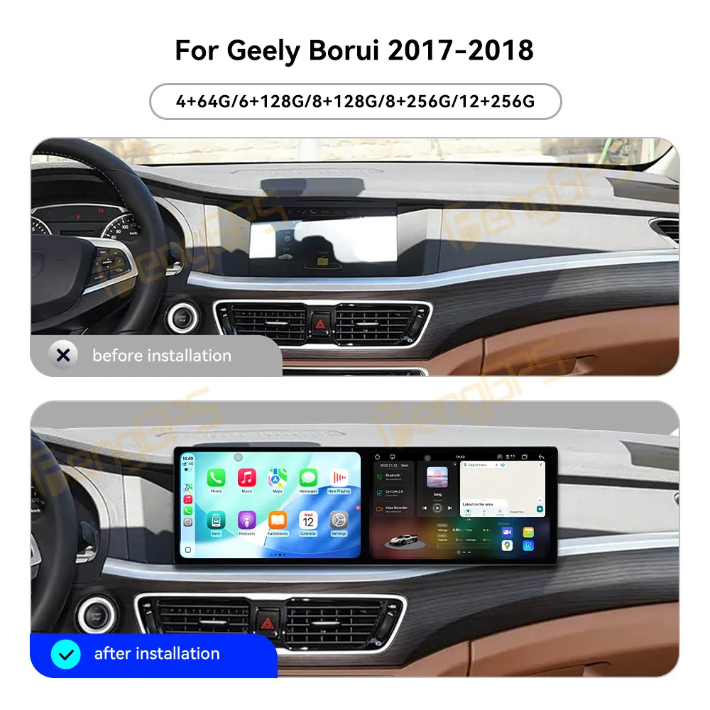 

Автомобильный радиоприемник CarPlay с двойным экраном 10,1 дюйма для Geely Borui 2017-2018, мультимедийный плеер с сенсорным экраном, GPS-навигация, головное устройство