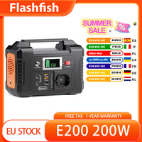 Flashfish E200 Portable Power Station, 200W 151Wh LiFePO4 Battery, AC/ DC/ USB Outputs, Modified Sine Wave, Multiple Charging