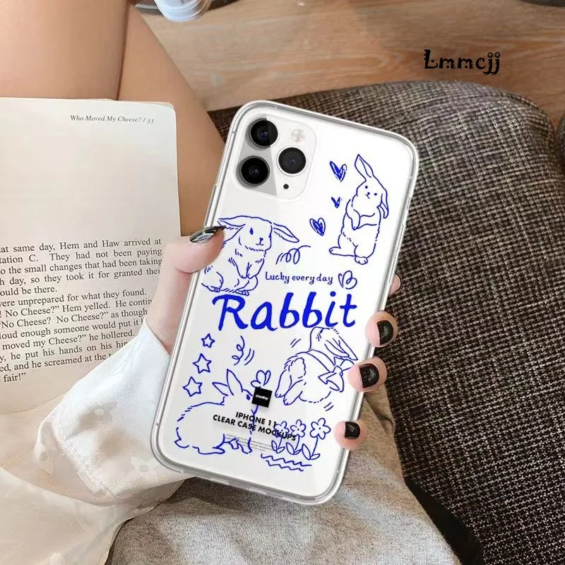 Lmmcjj Rabbit Phone Case For iPhone 11 Pro Max 12 13 Mini 14 Plus X XS Max XR Se 2020 For Samsung Galaxy S23 Plus Silicone Cover