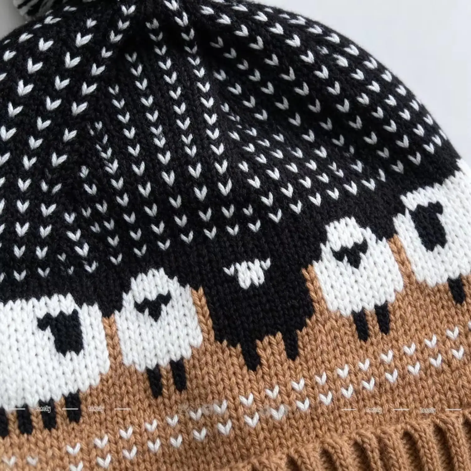 Sheep Knit Beanie for Gamers & Horror Fans, Cosplay Pom Pom Winter Hat 3