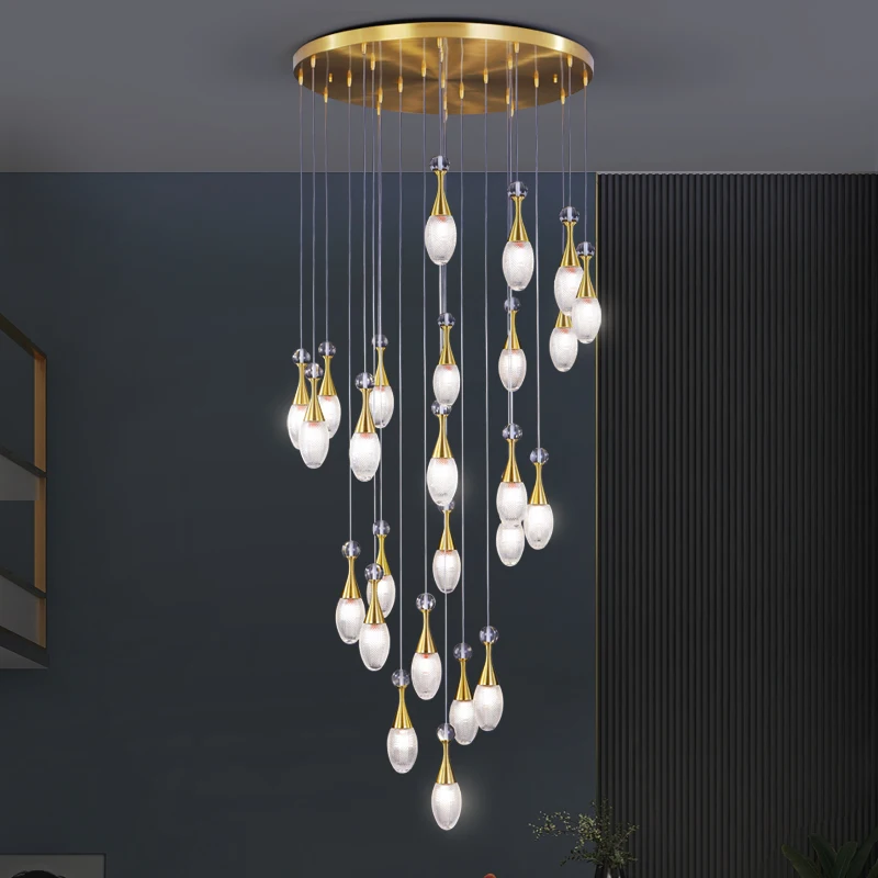 

Perfume Bottle Crystal LED Stair Pendant Lamp Modern Simple Duplex Building Villa Living Room Home Decoration Lighting Lamps