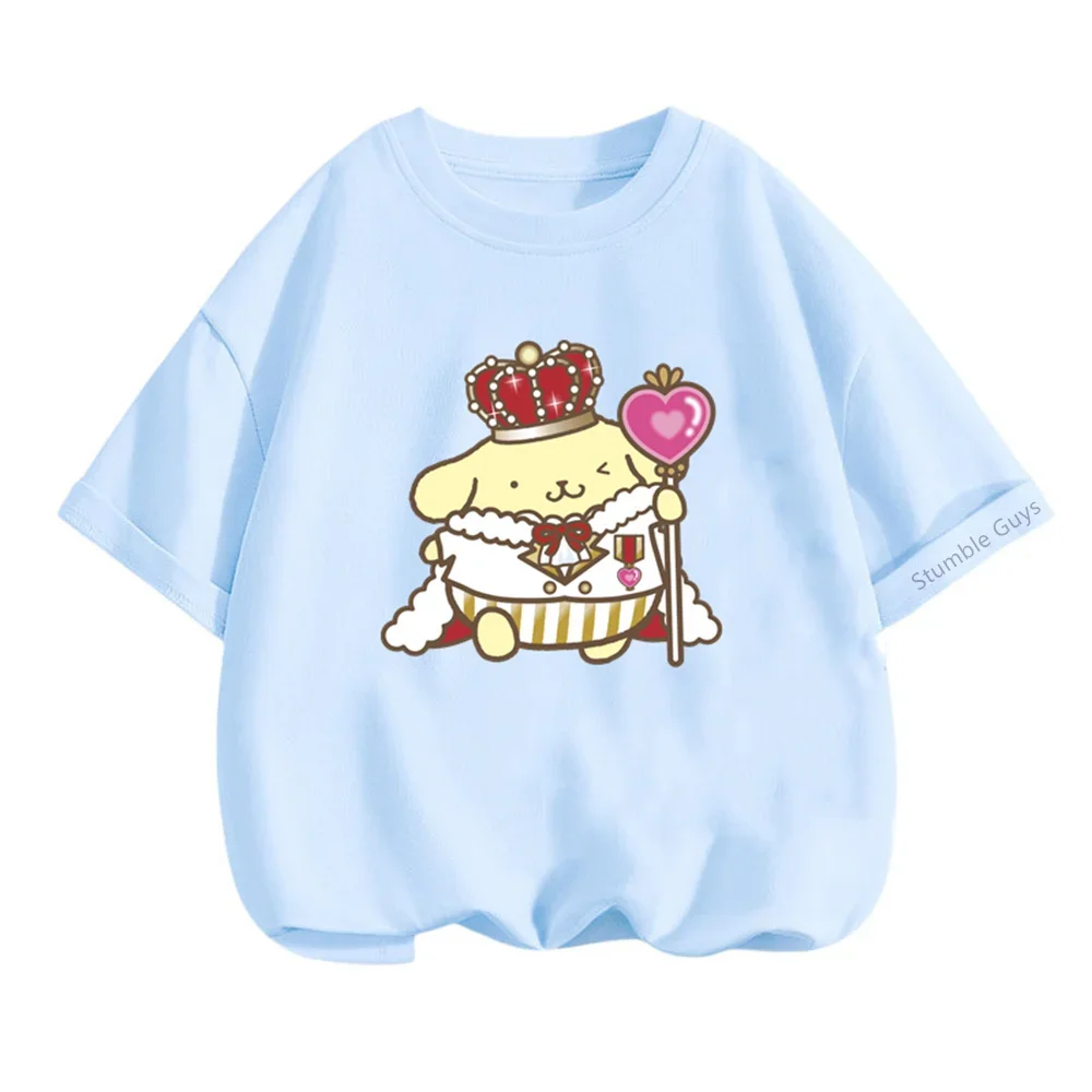 Pom Pom Purin Tshirt Kids Cartoon Casual Summer Girls Short-sleeved Girls T-shirt Men Clothes BoysTeen Clothing