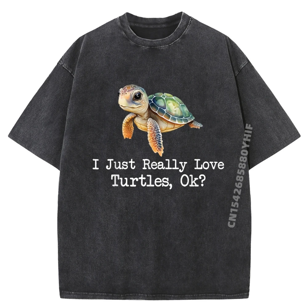 

I Just Really Love Черепашки Dabbing Ocean Sea Animal Lover Белая футболка с рисунком Мужская свободная потертая футболка Мужская большая и высокая хип-хоп