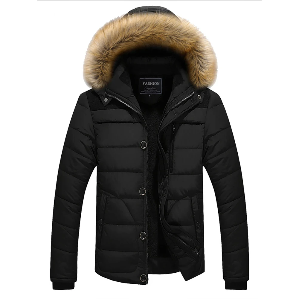 TRAF Winter New Comfortable Men\'s Cotton-Padded Jacket Padded Jacket Korean Version Hooded Collar Men\'s Cotton-Padded Jacket