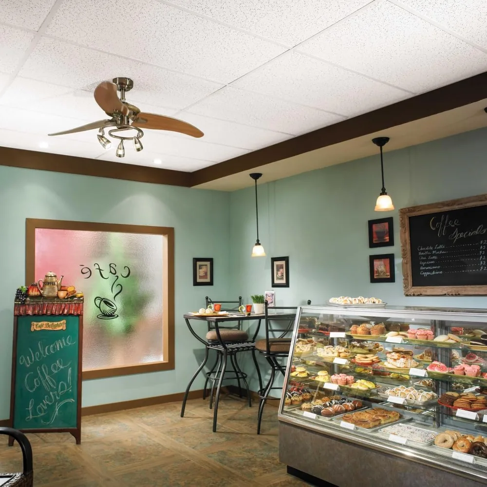 2x4 天井タイル - 10枚入り ホワイト; 吊り下げ式グリッド用吸音天井; ランダムテクスチャ 933