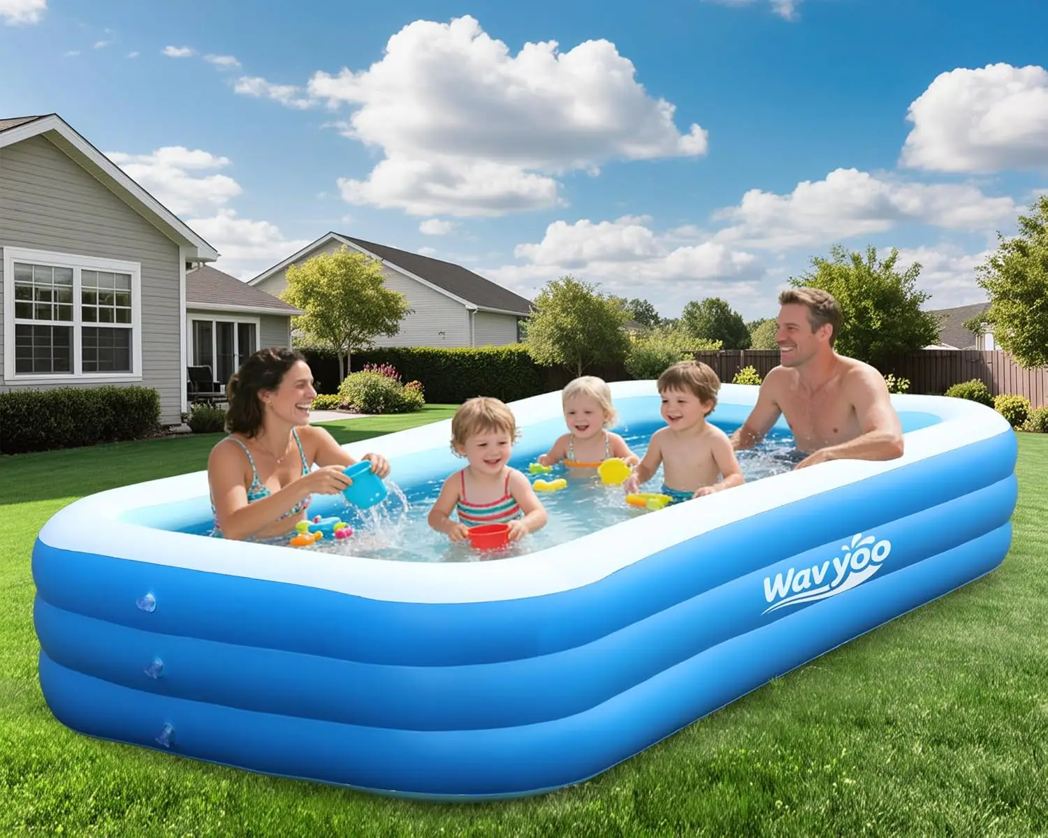 Piscina Inflable Grande para Niños y Adultos, Piscina Exterior Resistente y Reforzada para Diversión en el Patio Trasero en Verano (120"x70"x22")
