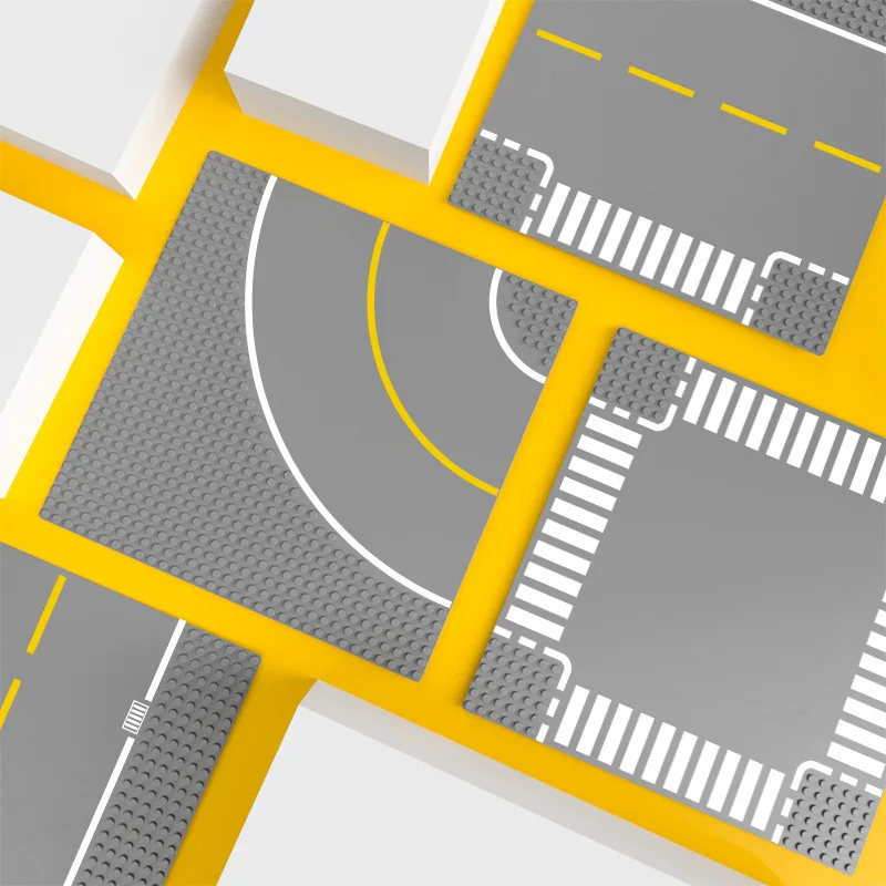 32*32 Dots Building Blocks Base Plate Classic City Street Straight Curved River Baseplates DIY Assembly Board Bricks Toy Gift