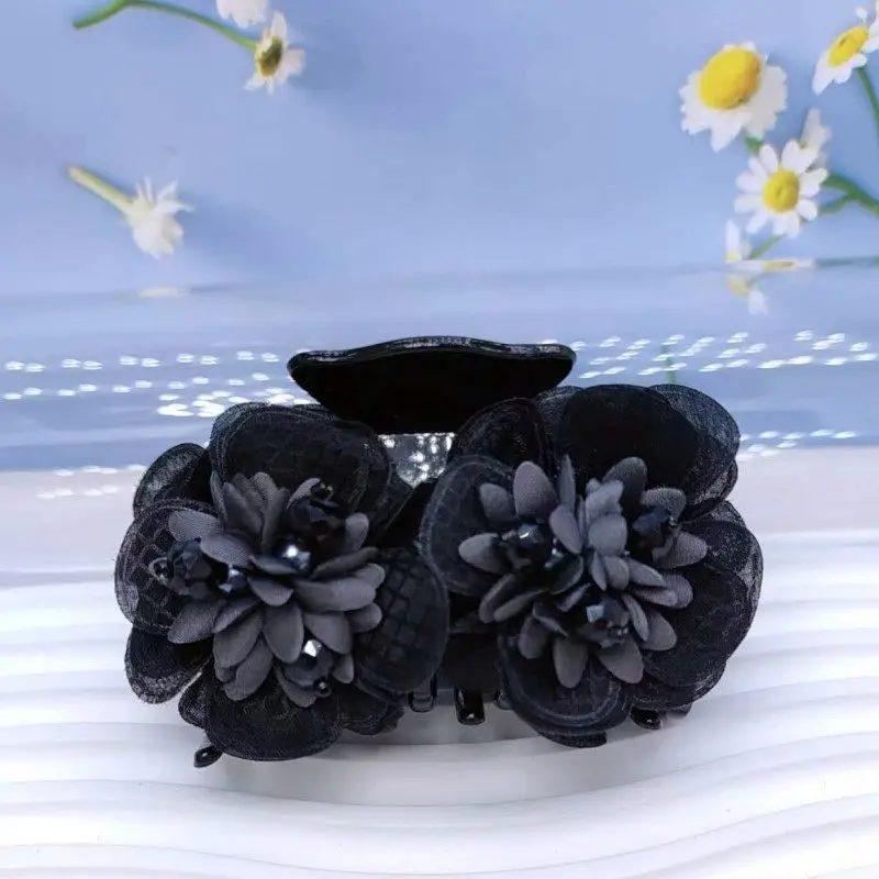 Barrettes moyennes à 4 fleurs, pince requin Updo pour femmes d'âge moyen et âgées, accessoires pour cheveux