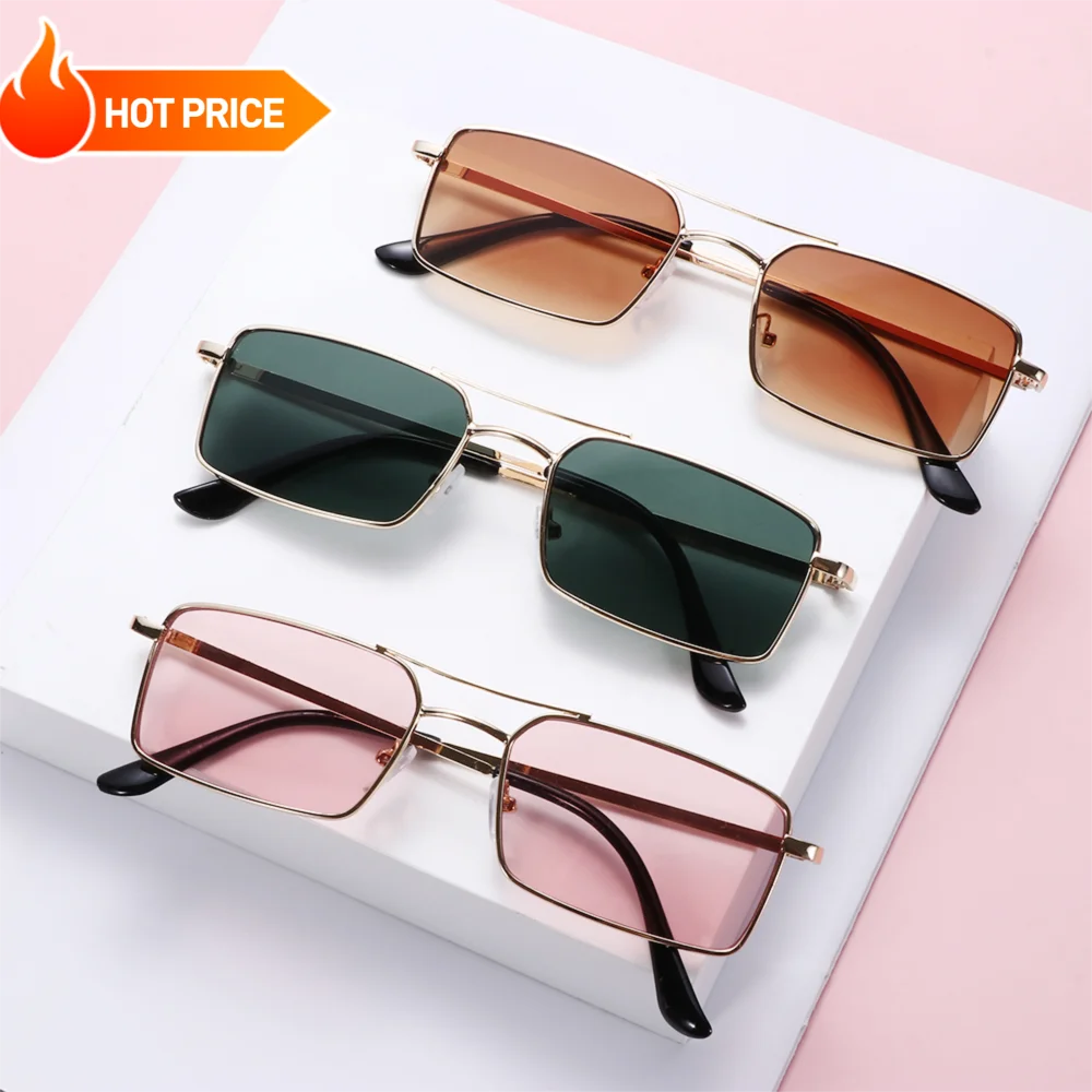 

Vintage Metal Frame for Women and Men Sun Glasses Small Frame Retro Rectangle Sunglasses Steampunk Sunglasses