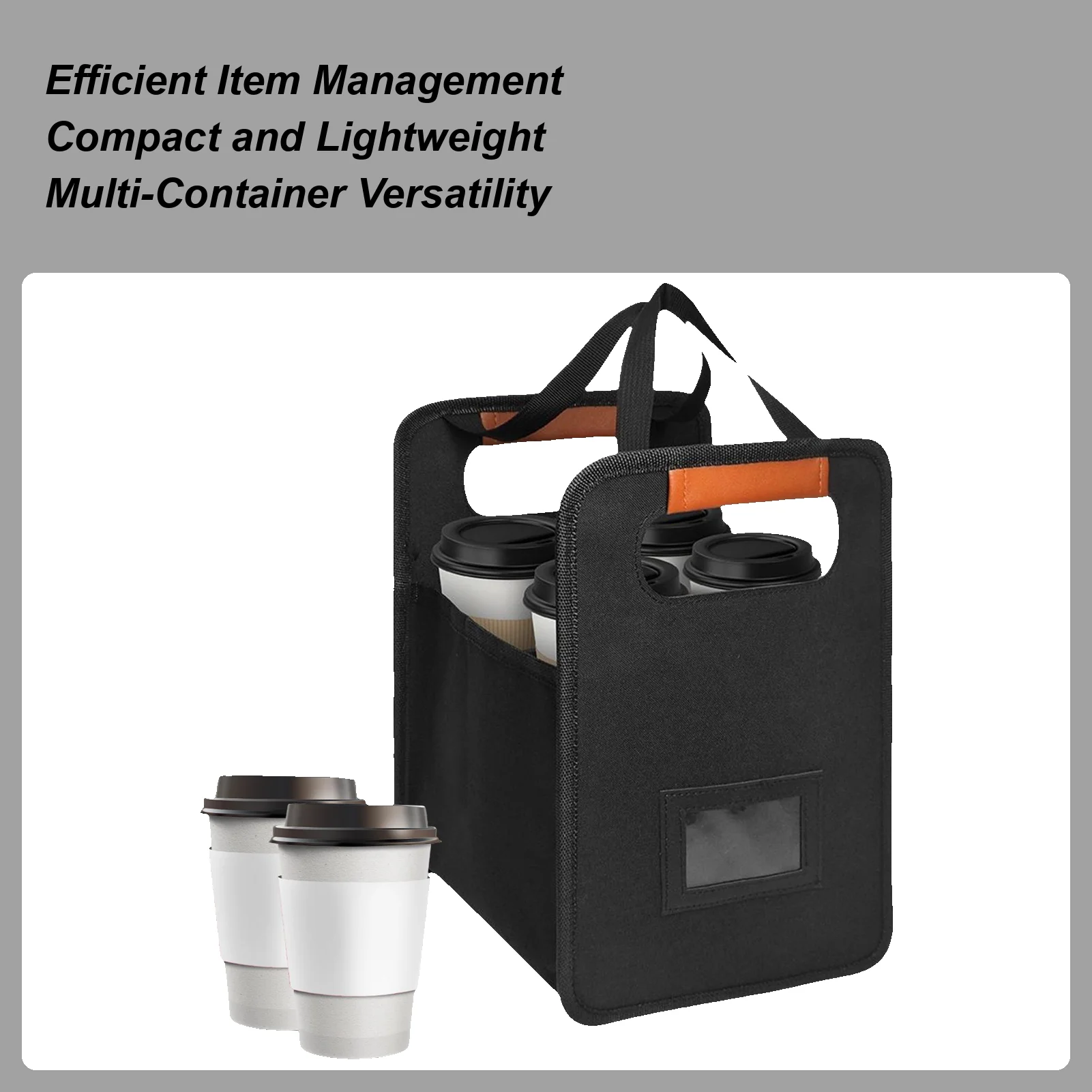

4 Cup Drink Carrier Foldable Coffee Cup Holder Beverage Rack With Adjustable Dividers Reusable 4-Cup Tray For Travel Food