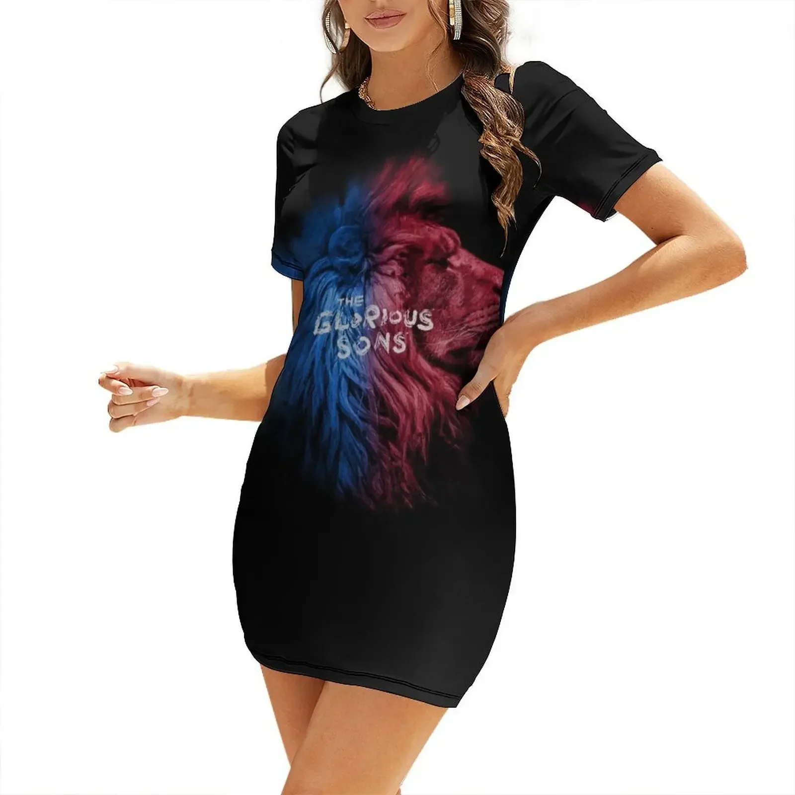 

BLUE AND RED LION Short-Sleeved Dress Woman clothing women's elegant loose dresses dress for women 2026 dresses for womens