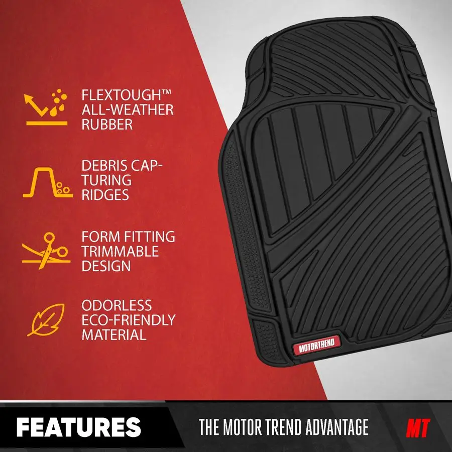 FlexTough Performance All Weather Rubber Car Mats with Cargo Liner Full Set Front amp Rear Floor Mats for Cars Truck SUV, Automo