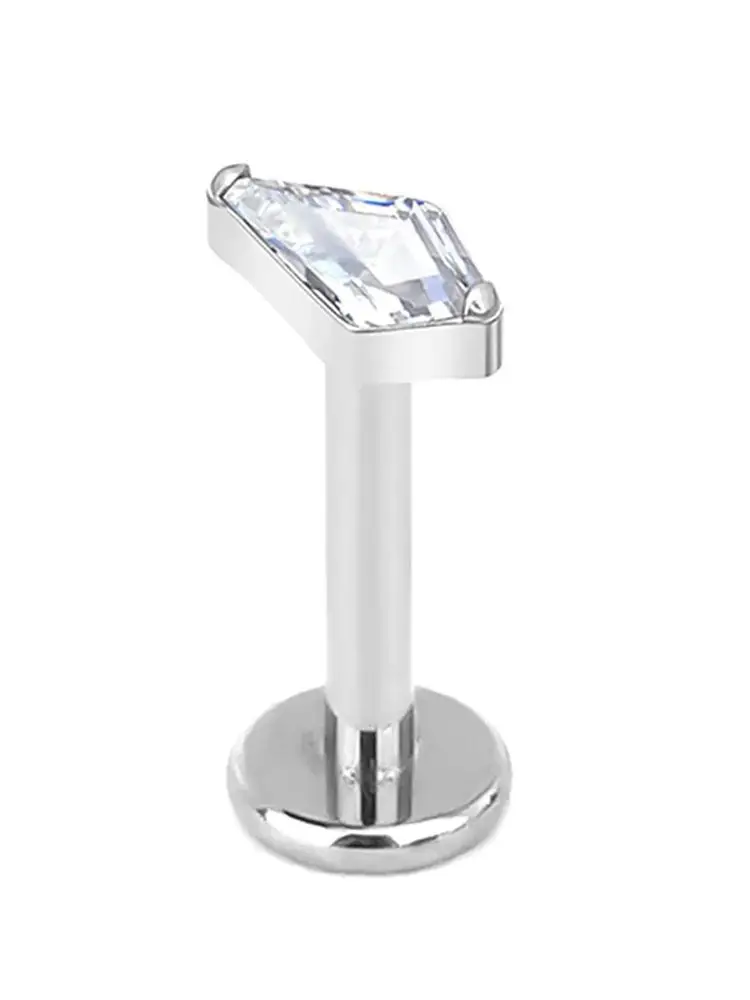 G23 Titanium rhombus EAR PIERC CZ Paved Top Thread ear rings Cartilage Tragus Earrings Lip Stud Helix Unisex Piercing Jewelry