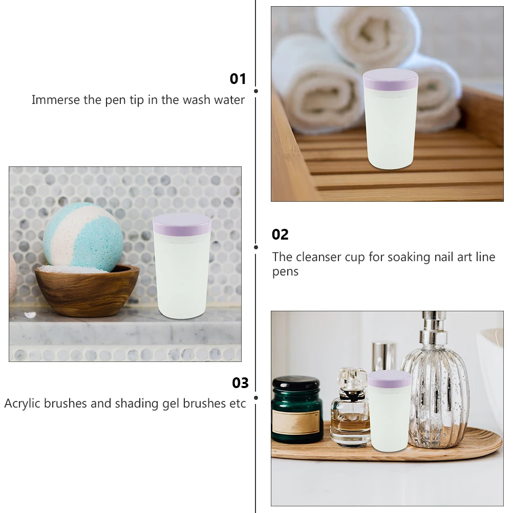 3個入りLEDランプ付きネイルジェルクリーナーカップ、ネイルアートペン、アクリルパウダーリムーバーツール、美容用品ホルダー