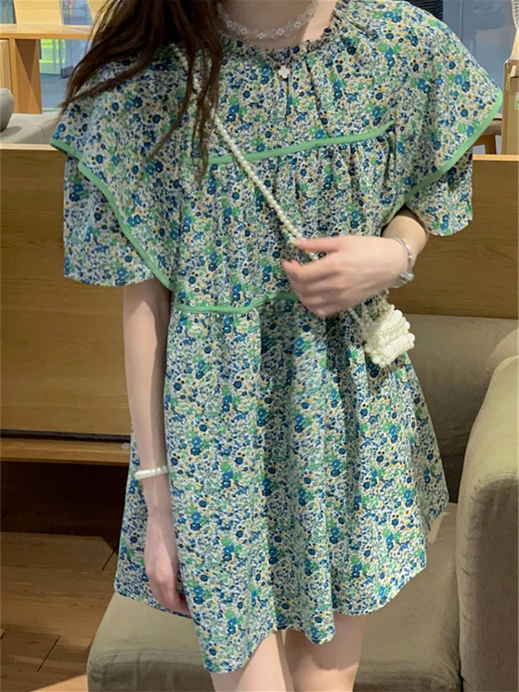 Floral Dresses Women New French Style Fashion Holiday Sweet Girls Summer Mini Vestidos Temperament Elegant Comfortable Simple