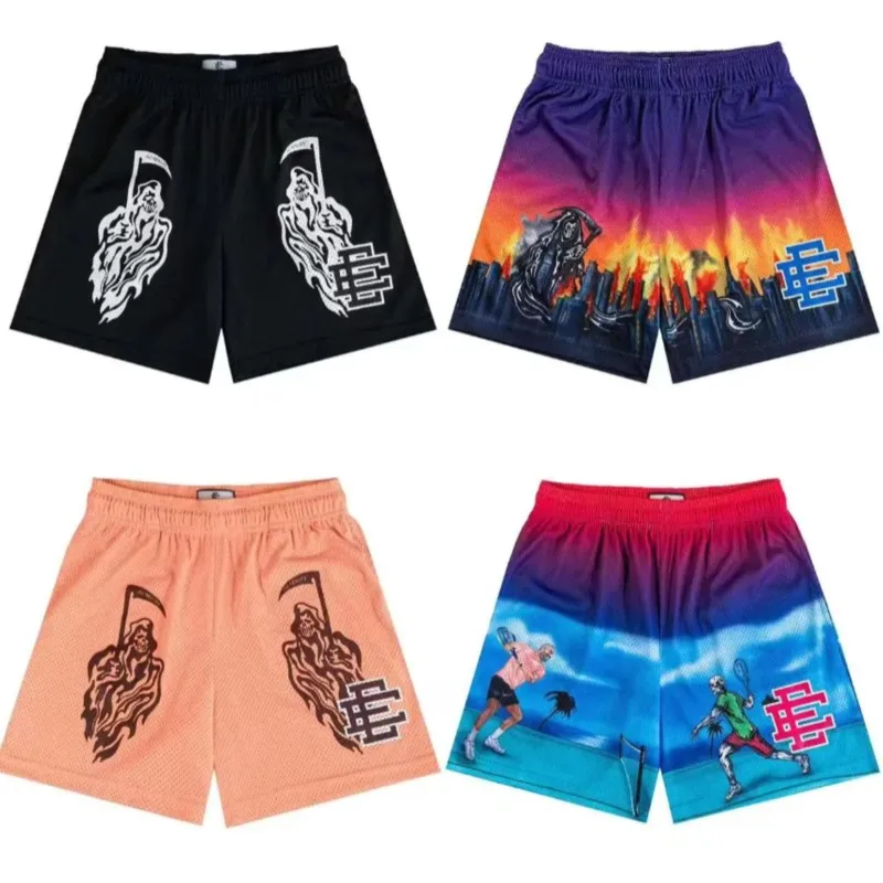 New Summer Eric Emanuel EE Basic Mesh Short Classic Floral Printed Gym Shorts Men's Gym Basketball Sports Beach Shorts Men