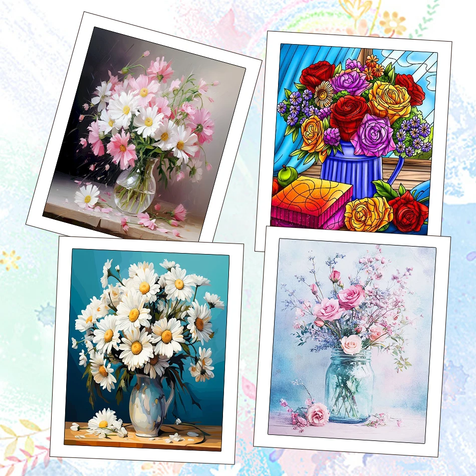 

RUOPOTY 40X50cm Canvas Painting By Numbers Flowers Pictures By Numbers Handmade Color Markers Acrylic Paints Drawing Wall Decor