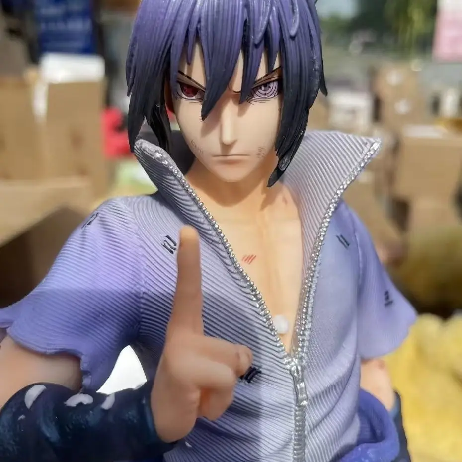 33cm Naruto Uchiha Sasuke Anime Figure GK Double Head Carving Collectible Decor Desktop Ornament Statue Model Toy Fans Gift - view 5