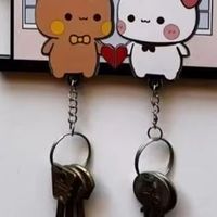 Wall Key Holder Panda Bubu And Dudu Acrylic Keychain Hanger Cartoon Backpack Charm Key Ring Pendant Accessory Couple Gift
