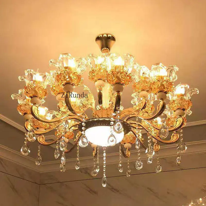 ثريا كريستال، ثريا من سبائك الزنك على شكل زهرة، مصباح سقف مرتفع في غرفة المعيشة والدراسة