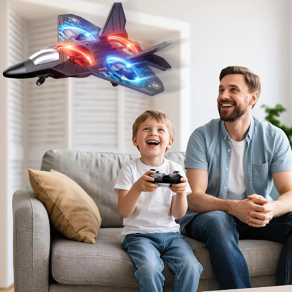 Aviones RC para niños de 4 a 8 años: Fighter Jet con luz y 360 °   Velas, juguete clasificado G