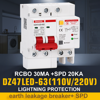 DIHOOL RCD AC RCBO Residual Current Circuit Breaker Short Current Leakage Protection 16A 20A 32A 40A 50A 63A