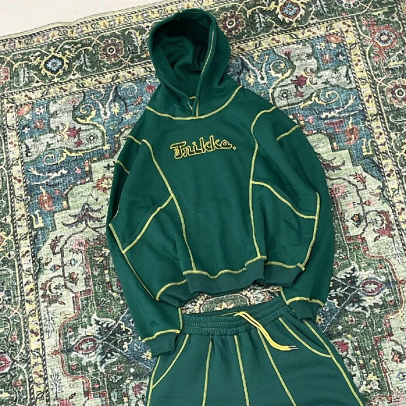 Herfst en winter trendy streetstyle geborduurde hiphop heren- en damessweater met capuchon