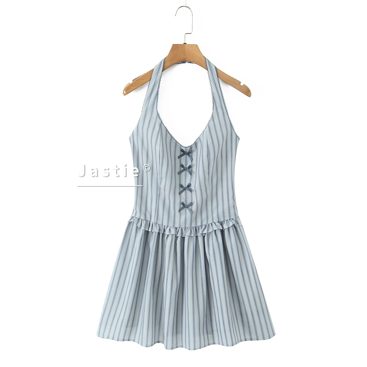 Mini robe rayée à col licou, corsage smocké avec nœud, dos ouvert, à volants, Sexy, Chic, vacances d'été, style Boho, robe de plage, 2026