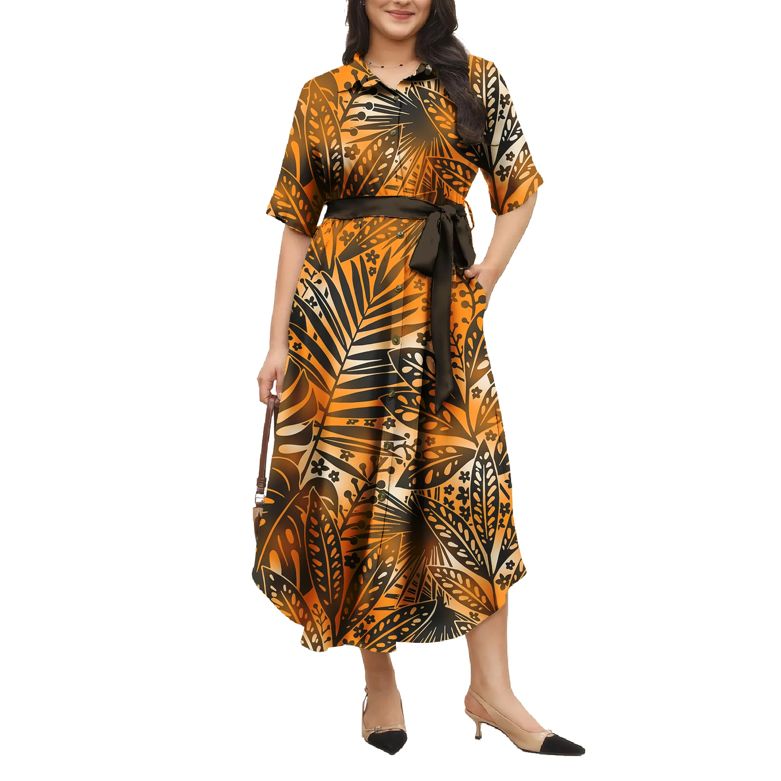 Flower Print Cocktail Dresses Formal Elegant Samoan Dress Polynesian puletasi samoa set Clothing Tapa  Women's Clothes