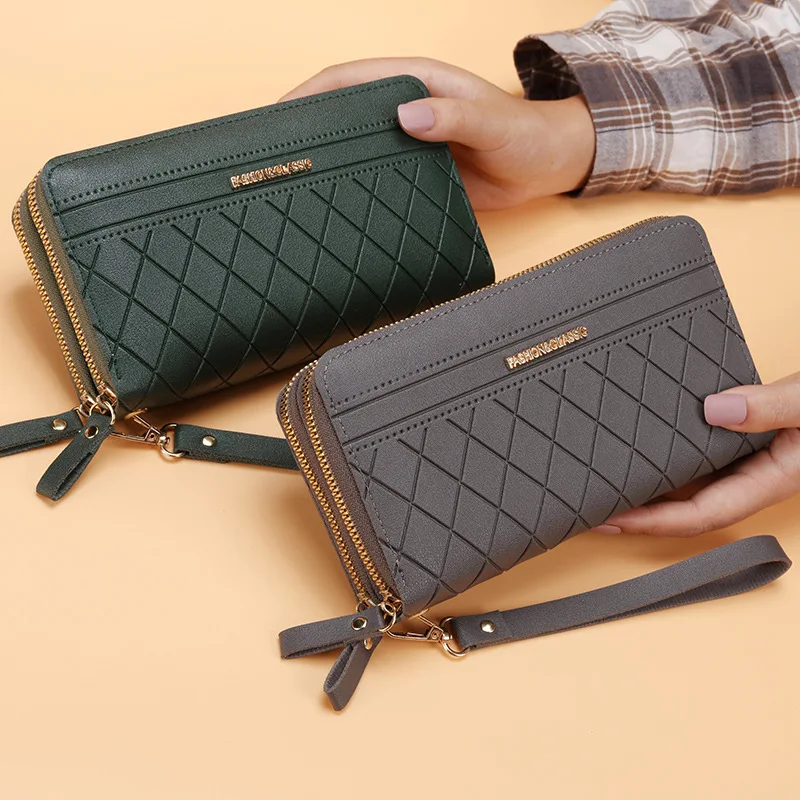 New Women's Long Wallet Korean Version Of The Simple Double Zipped Large-capacity Coin Purse Fashion Multi-card Wallet Card Bag