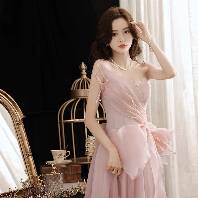 2026-nuevo-vestido-de-noche-estilo-hada-rosa-temperamento-sin-tirantes-para-mujer-fiesta-de-compromiso-adelgazante-examen-de-arte-vocal-vestido-largo