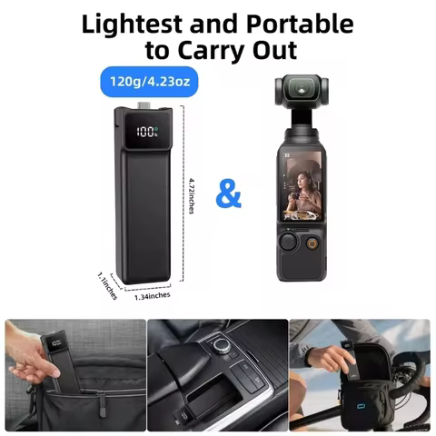 Battery Handle for DJI osmo Pocket 3,Extended Accessories Battery Handle 5000mAh Mobile Power with MINI Tripod