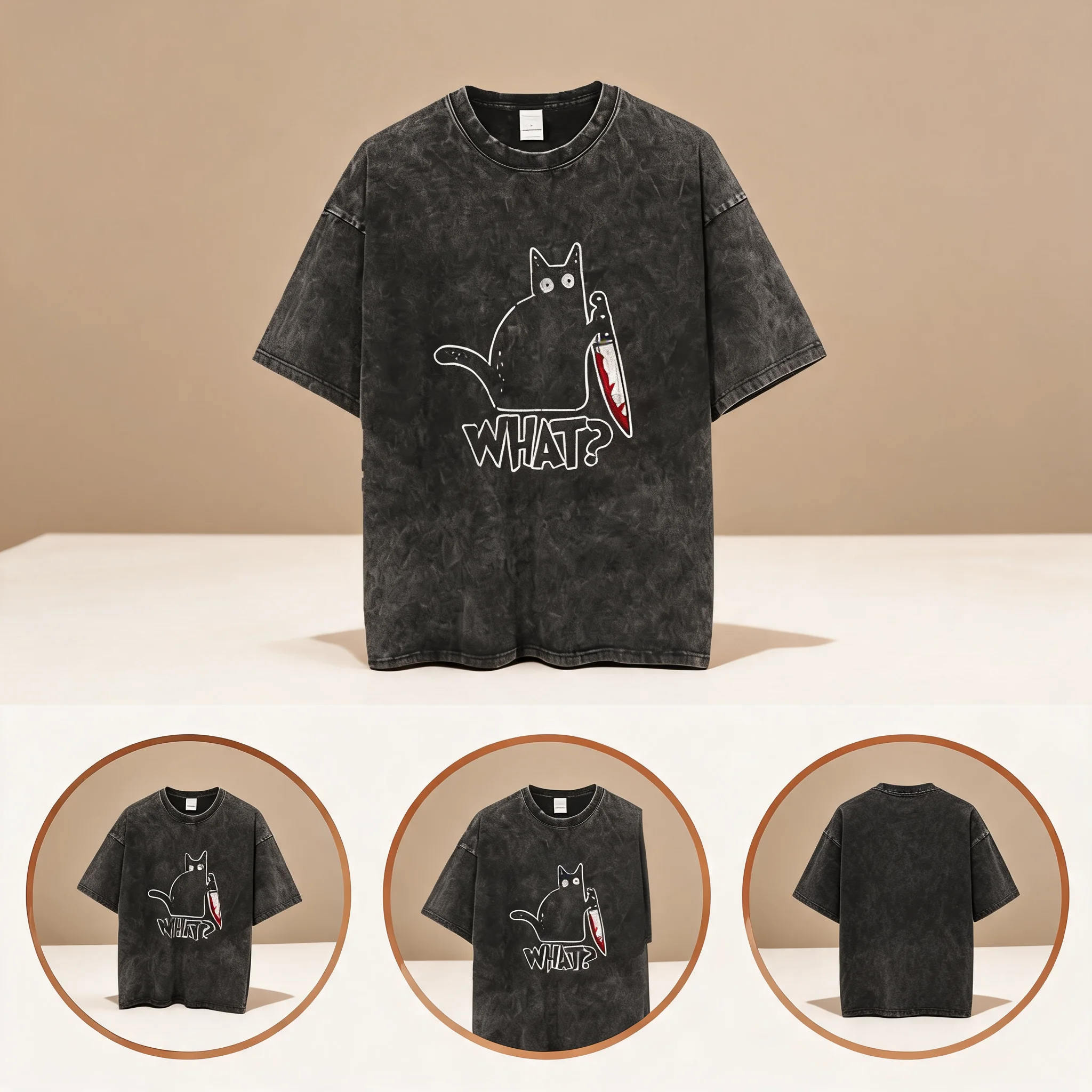 Cat Printed Cotton Acid Washed Exclusive Graphic Unisex T Shirt Cool Streetwear Men Tshirts Big Size Tee for Men 10 S0a0523cc3dce486da6571c9485e0cfb3U