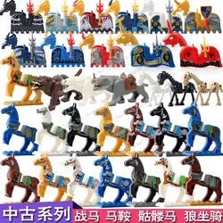 Ancient Military Cavalry Mounts War Horse Saddle Skeleton Horses Wolf Mount Animal Building Blocks Bricks Toys For Children gift